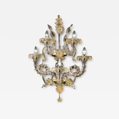 Large Imperial Ca Rezzonico Murano Glass Gold Wall Sconce