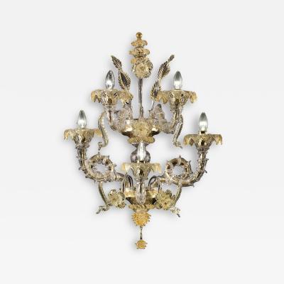 Large Imperial Ca Rezzonico Murano Glass Gold Wall Sconce