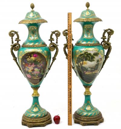 Large Impressive 19th Century French Ormolu Mounted S vres Porcelain Urns