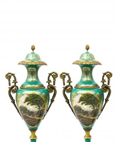 Large Impressive 19th Century French Ormolu Mounted S vres Porcelain Urns