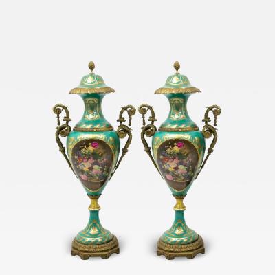 Large Impressive 19th Century French Ormolu Mounted S vres Porcelain Urns