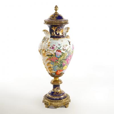 Large Impressive 19th Century French S vres Porcelain Gilt Gold Decorated Urns