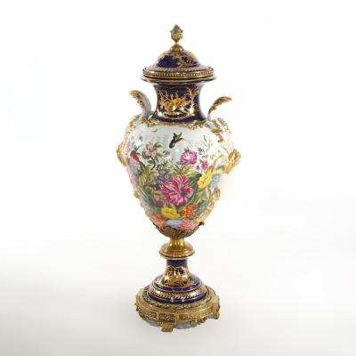 Large Impressive 19th Century French S vres Porcelain Gilt Gold Decorated Urns