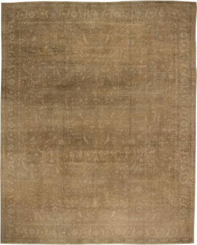 Large Indian Antique Brown Handmade Wool Rug