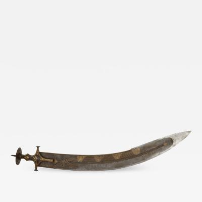 Large Indian gold damascened steel tegha sword