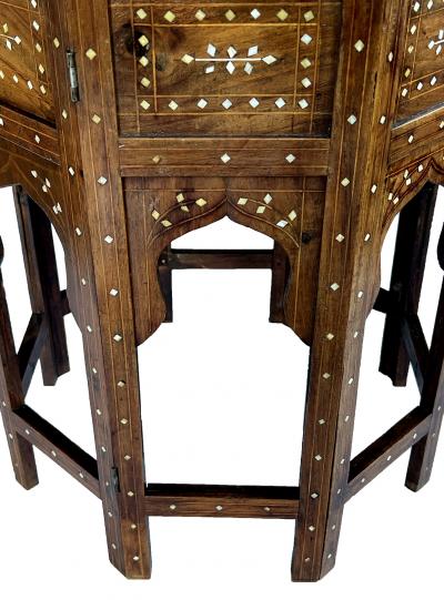 Large Inlaid Anglo Indian Side traveling Table with Rare Scalloped Top