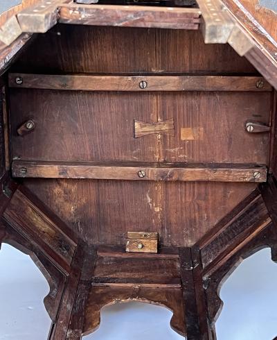 Large Inlaid Anglo Indian Side traveling Table with Rare Scalloped Top
