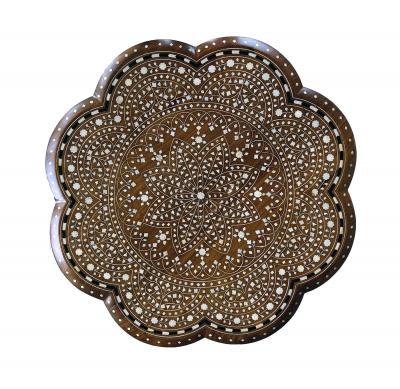 Large Inlaid Anglo Indian Side traveling Table with Rare Scalloped Top