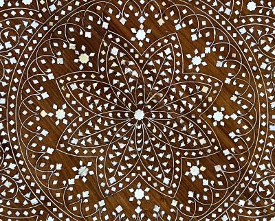 Large Inlaid Anglo Indian Side traveling Table with Rare Scalloped Top