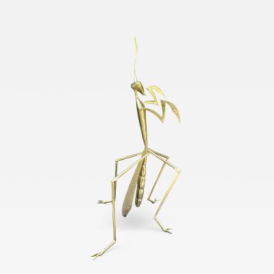 Large Italian 1970s Brass Praying Mantis Floor Sculpture