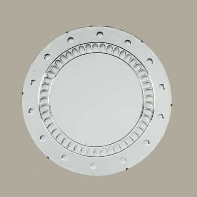 Large Italian Art Deco round mirror with highly decorative optic bullseye detail