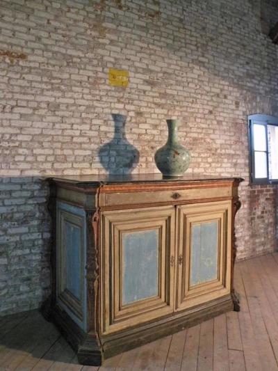 Large Italian Baroque 17th century Painted Cabinet Fitted with Drawers