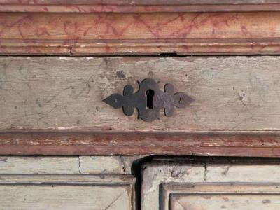 Large Italian Baroque 17th century Painted Cabinet Fitted with Drawers
