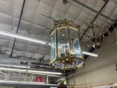 Large Italian Brass And Glass Lantern