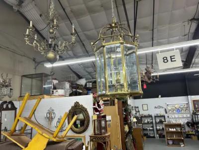 Large Italian Brass And Glass Lantern