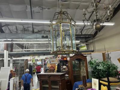 Large Italian Brass And Glass Lantern