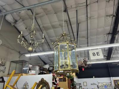 Large Italian Brass And Glass Lantern