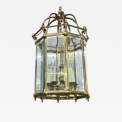 Large Italian Brass And Glass Lantern