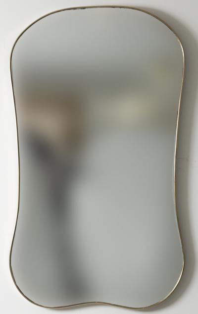 Large Italian Design Curved Brass Mirror