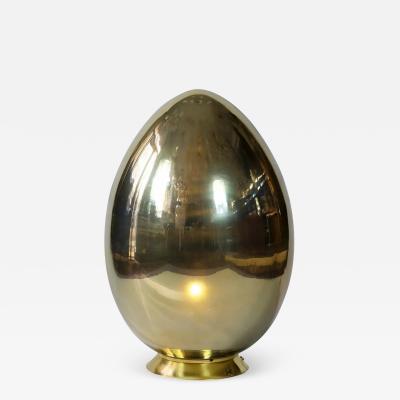 Large Italian Egg Shape Brass and Glass Table Lamp