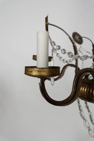 Large Italian Empire Crystal and Gilt Tole Chandelier