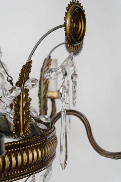 Large Italian Empire Crystal and Gilt Tole Chandelier