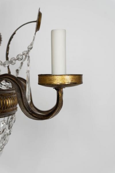 Large Italian Empire Crystal and Gilt Tole Chandelier