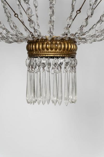 Large Italian Empire Crystal and Gilt Tole Chandelier