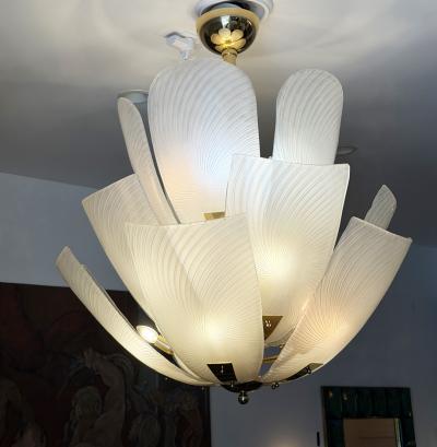 Large Italian Glass Petals Pendant Chandelier