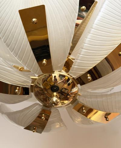 Large Italian Glass Petals Pendant Chandelier
