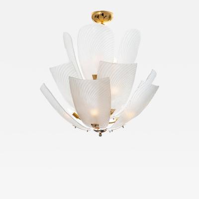 Large Italian Glass Petals Pendant Chandelier