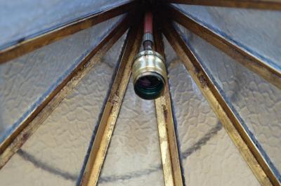 Large Italian Glass and Gilt Metal Geometric Hanging Lantern