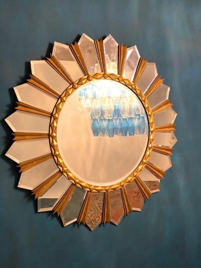 Large Italian Mid Century Sunburst Mirror 1960s