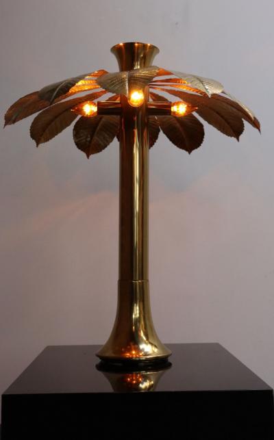 Large Italian Modernist Ippocastano Brass Table Lamp Designed by Carlo Giorgi