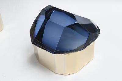 Large Italian Polished Diamond Faceted Box contemporary