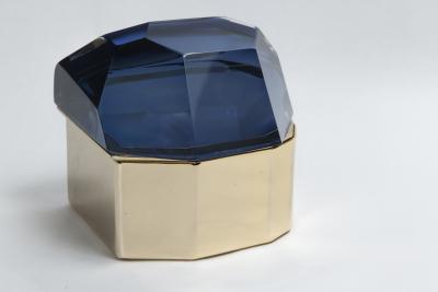 Large Italian Polished Diamond Faceted Box contemporary