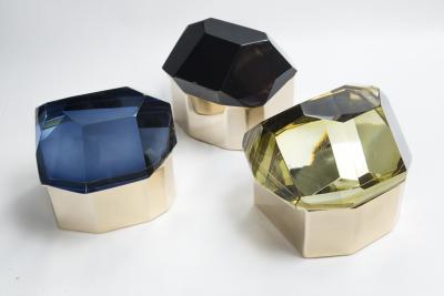 Large Italian Polished Diamond Faceted Box contemporary
