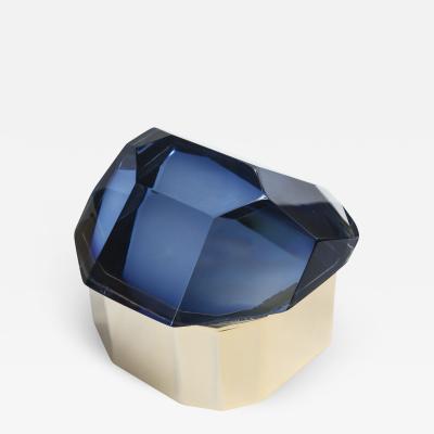 Large Italian Polished Diamond Faceted Box contemporary
