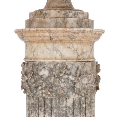 Large Italian alabaster vase on stand