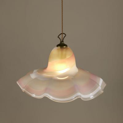 Large Italian white and white Murano Fazzoletto handkerchief pendant