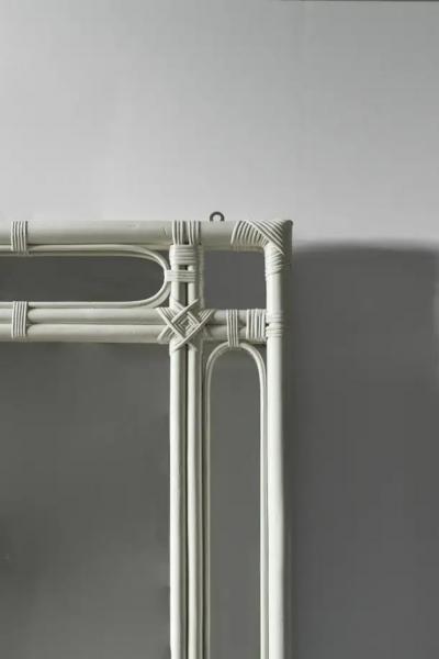 Large Ivory Lacquered Bamboo Mirror Molto Editions