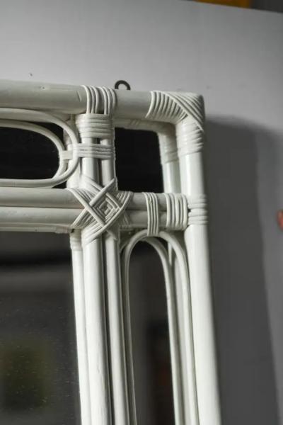 Large Ivory Lacquered Bamboo Mirror Molto Editions