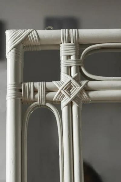 Large Ivory Lacquered Bamboo Mirror Molto Editions