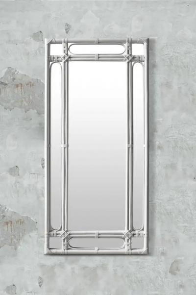 Large Ivory Lacquered Bamboo Mirror Molto Editions