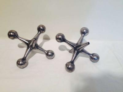 Large Jacks Polished Steel Book End or Decorative Objects