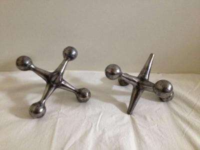 Large Jacks Polished Steel Book End or Decorative Objects