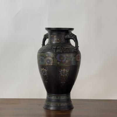 Large Japanese Bronze Cloisonn Vase