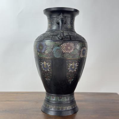 Large Japanese Bronze Cloisonn Vase