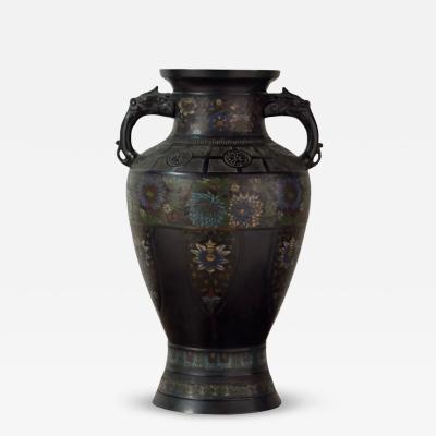 Large Japanese Bronze Cloisonn Vase