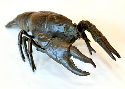 Large Japanese Cast Bronze Lobster Okimono Meiji Period